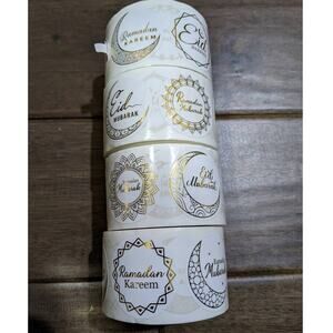 1 Roll 300 Pieces Eid Mubarak Ramadan Kareem Stickers Labels Party Decorations